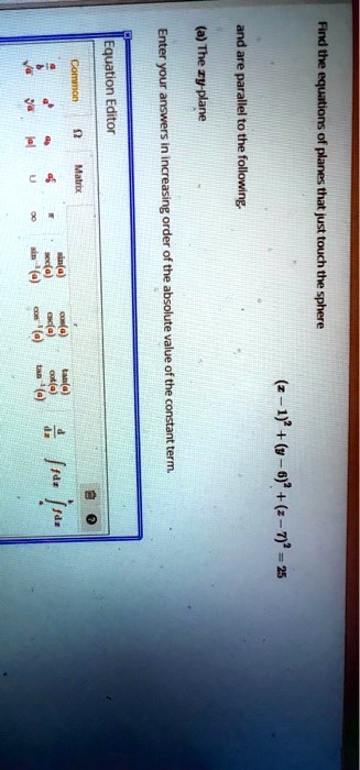 Solved: (a) The Pue Equation Editor Wul Find The Equations Of Planes 