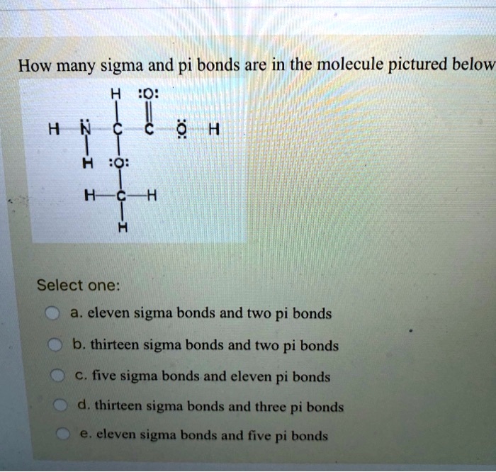 SOLVED: How Many Sigma And Pi Bonds Are In The Molecule Pictured Below ...