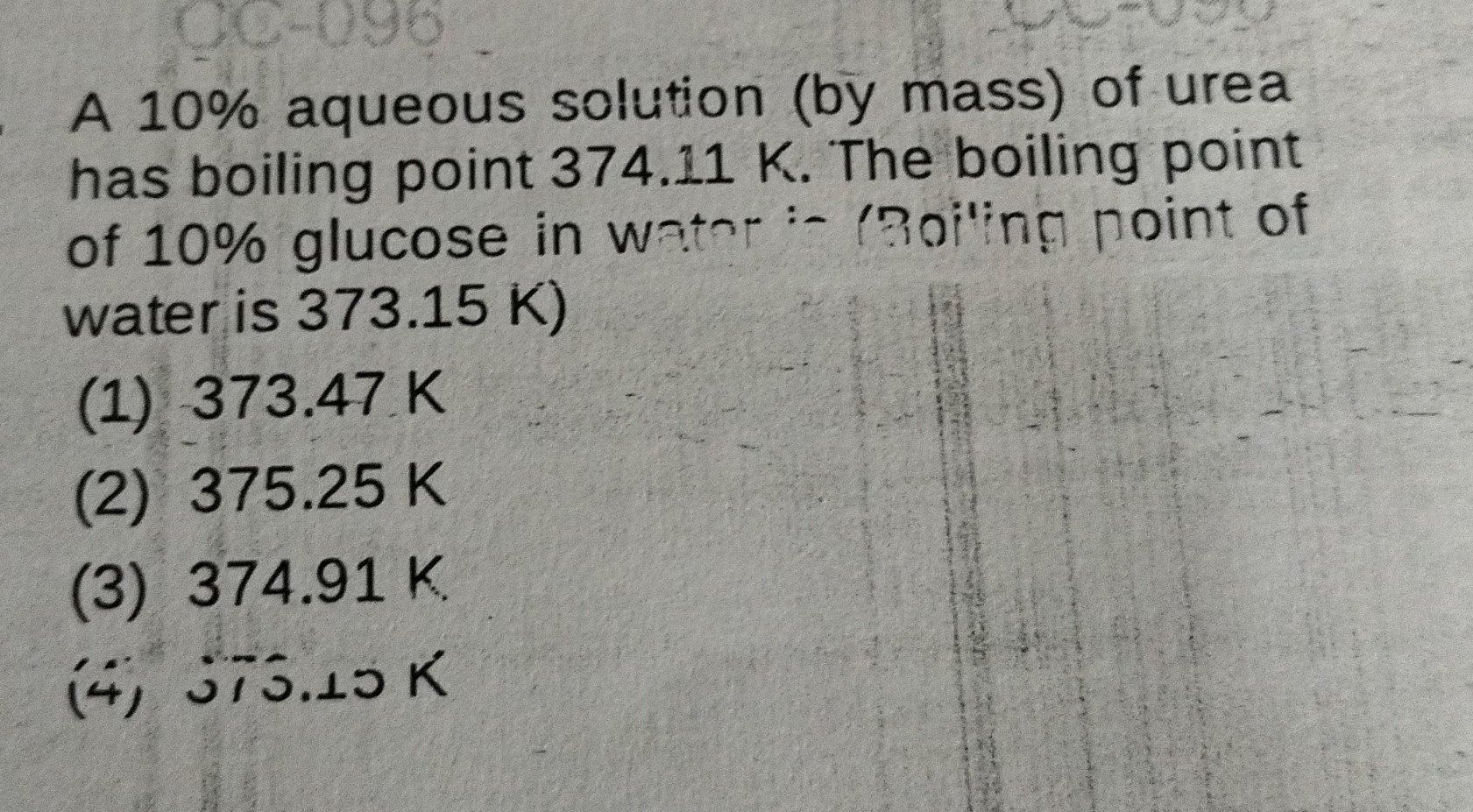 a 10 aqueous solution by mass of urea has boiling point 37411 mathrmk