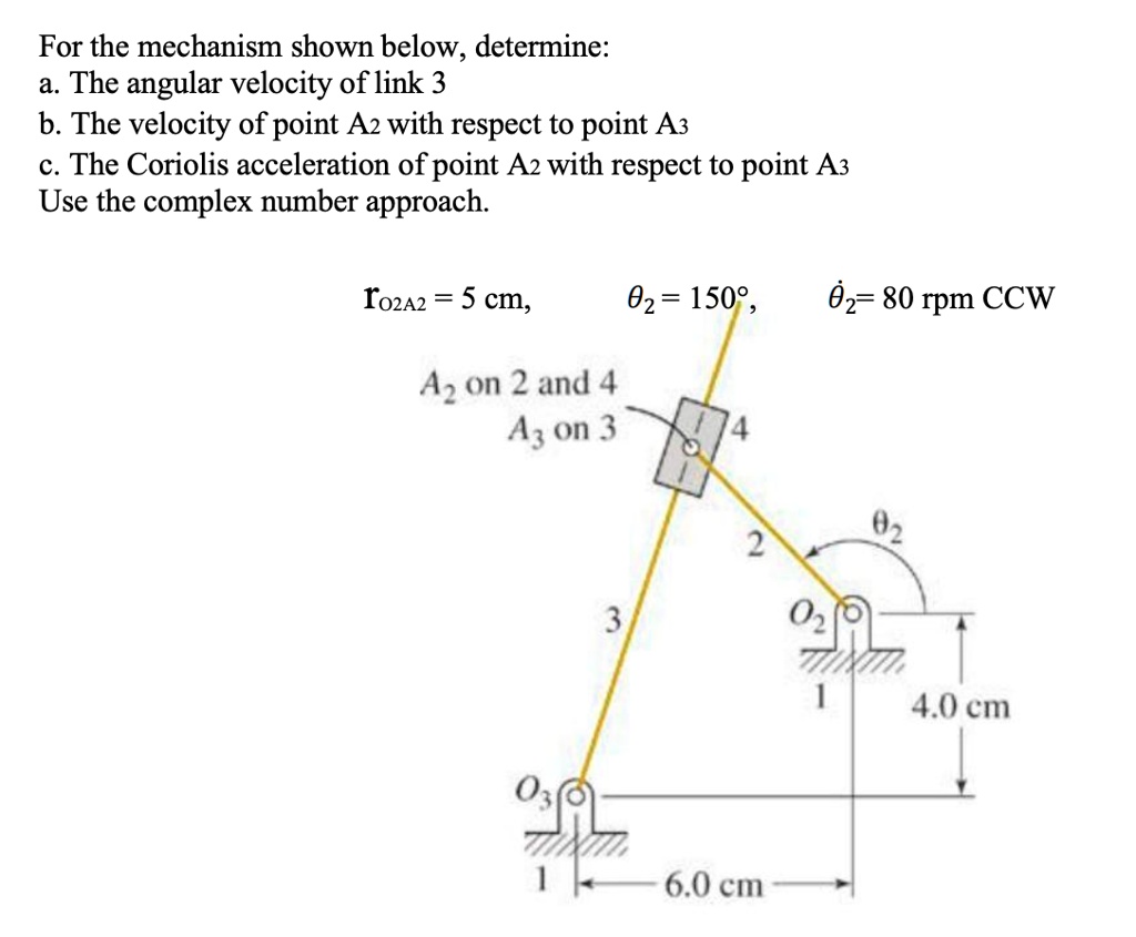 For the mechanism shown below, determine: a. The angular velocity of ...