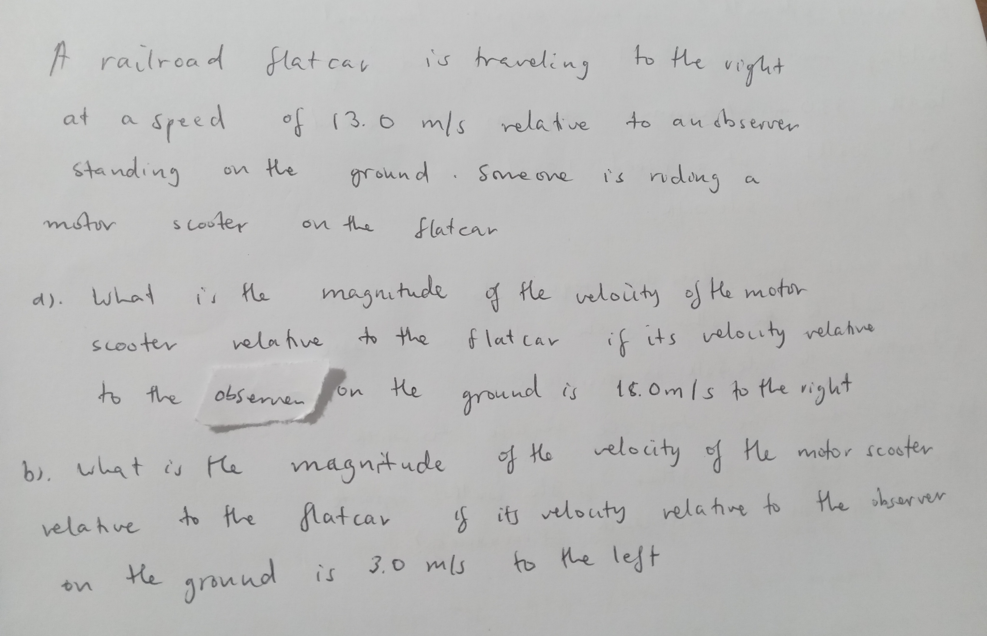 SOLVED: A railroad flatcar is traveling to the right at a speed of 13.0 ...