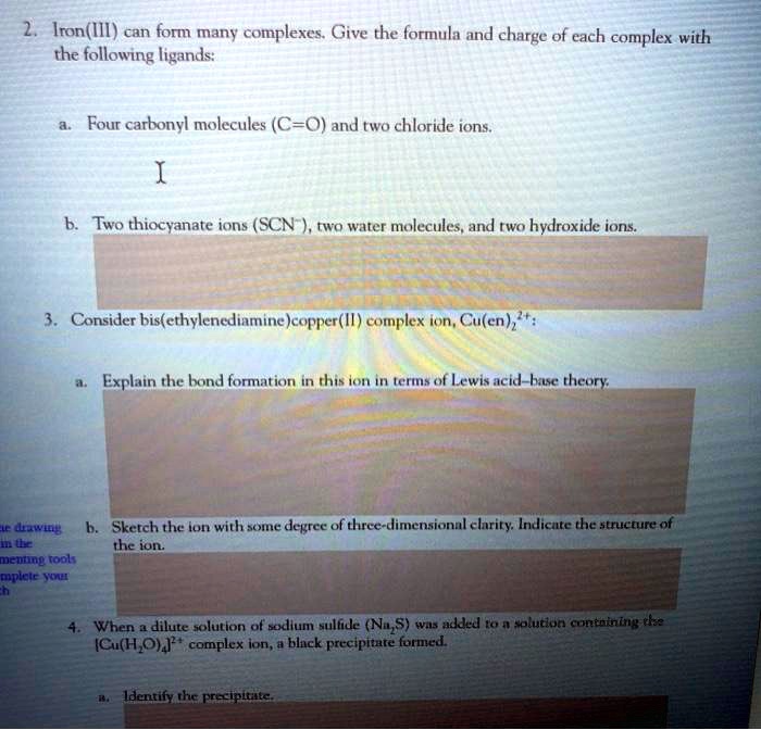 SOLVED Iron(III) can form many complexes. Give the formula and charge