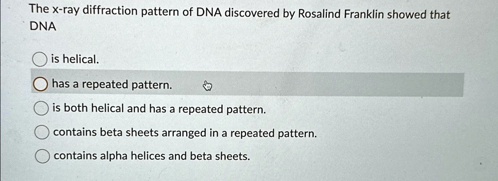 The x-ray diffraction pattern of DNA discovered by Rosalind Franklin ...