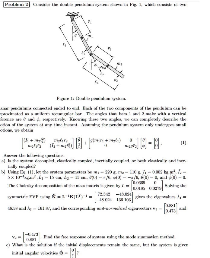 SOLVED Consider the double pendulum system shown in Fig. 1, which