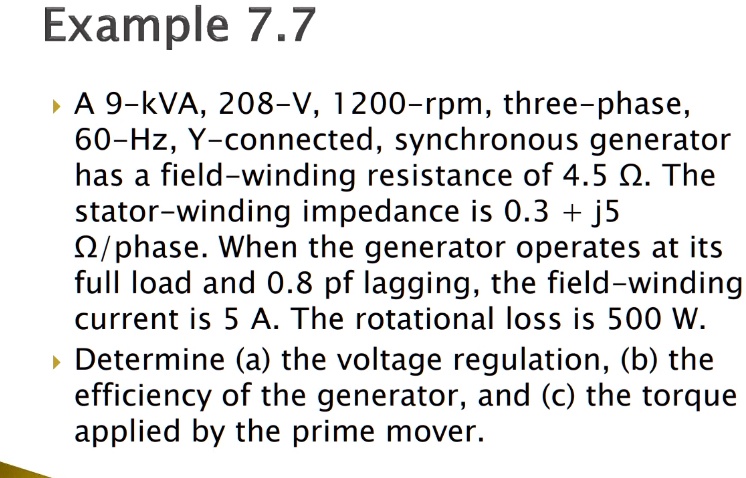 example 77 a 9 kva 208 v 1200 rpm three phase 60 hzy connected ...