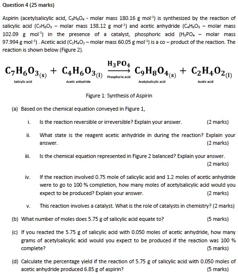 SOLVED: Title: Synthesis of Aspirin and Related Questions Question (25 ...