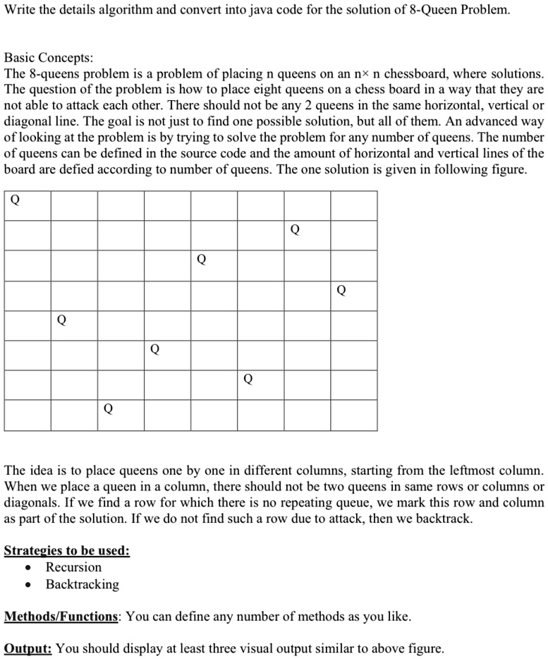 SOLVED: Write the detailed algorithm and convert it into Java code for ...