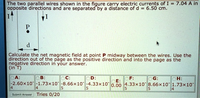 SOLVED: The two parallel wires shown in the figure carry electric ...