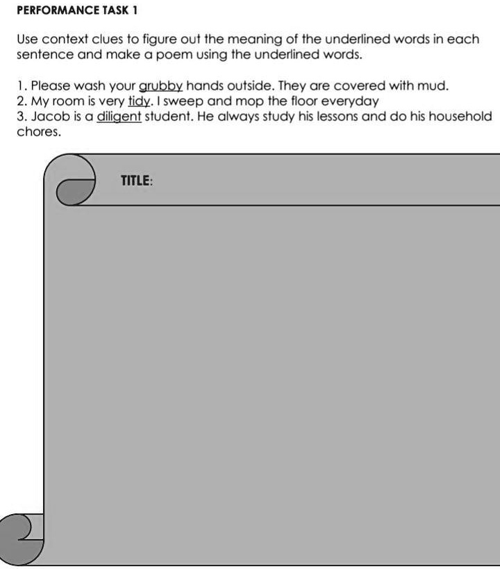 SOLVED 'Pa help brainlest ko PERFORMANCE TASK 1 Use context clues to