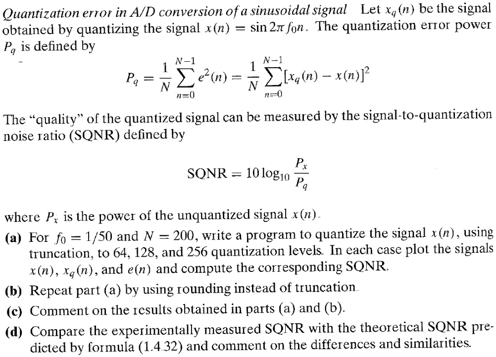 SOLVED Quantization error in A/D conversion of a sinusoidal signal