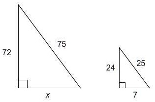 Solved The Triangles Are Similar What Is The Value Of X 75 72 25 24