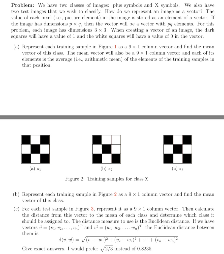 problem we have two classes of images plus symbols and x symbols we ...