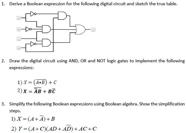 SOLVED: Derive Boolean expression for the following digital circuit and ...