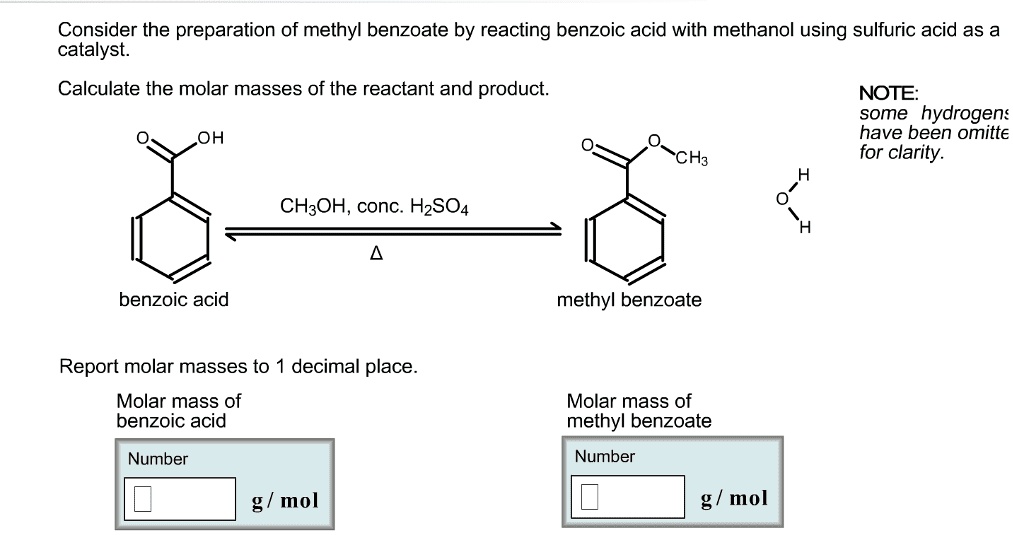 SOLVED: ' Consider the preparation of methyl benzoate by reacting