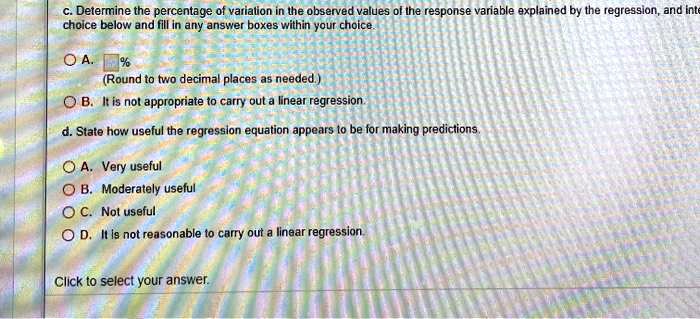 determine the percentage of varialion in the observed values ol ihe ...