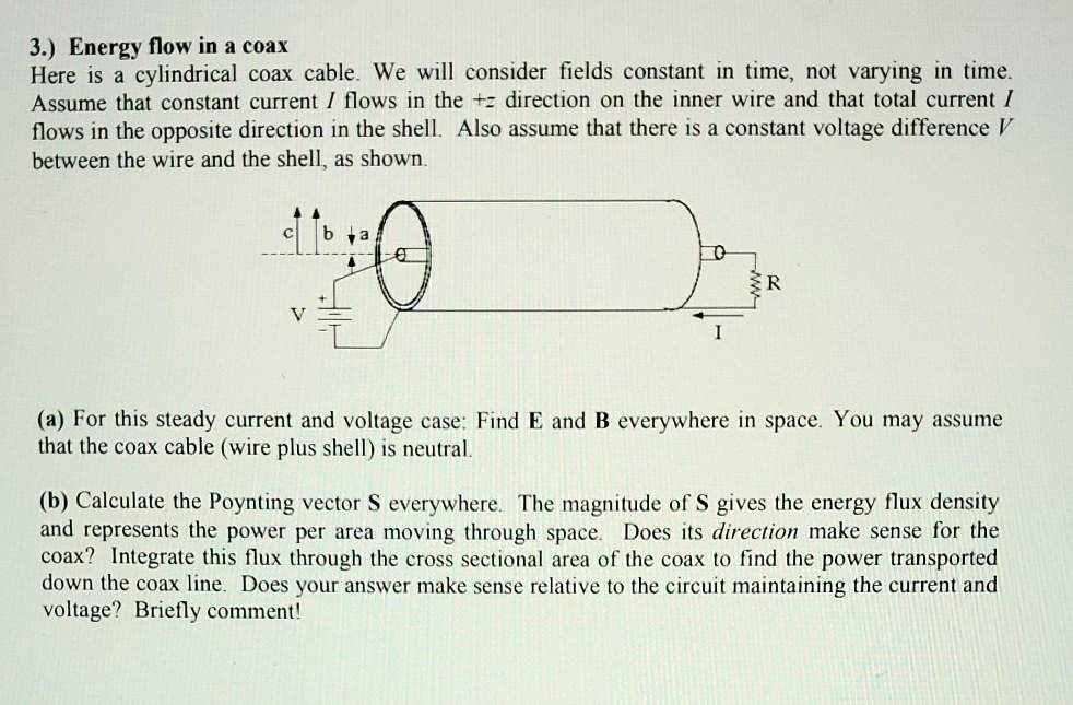 SOLVED 3. Energy flow in a coax Here is a cylindrical coax cable. We