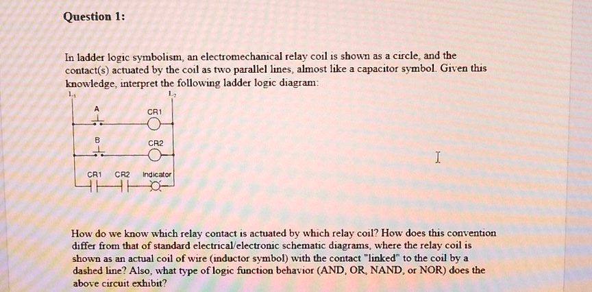 SOLVED: In ladder logic symbolism, an electromechanical relay coil is ...