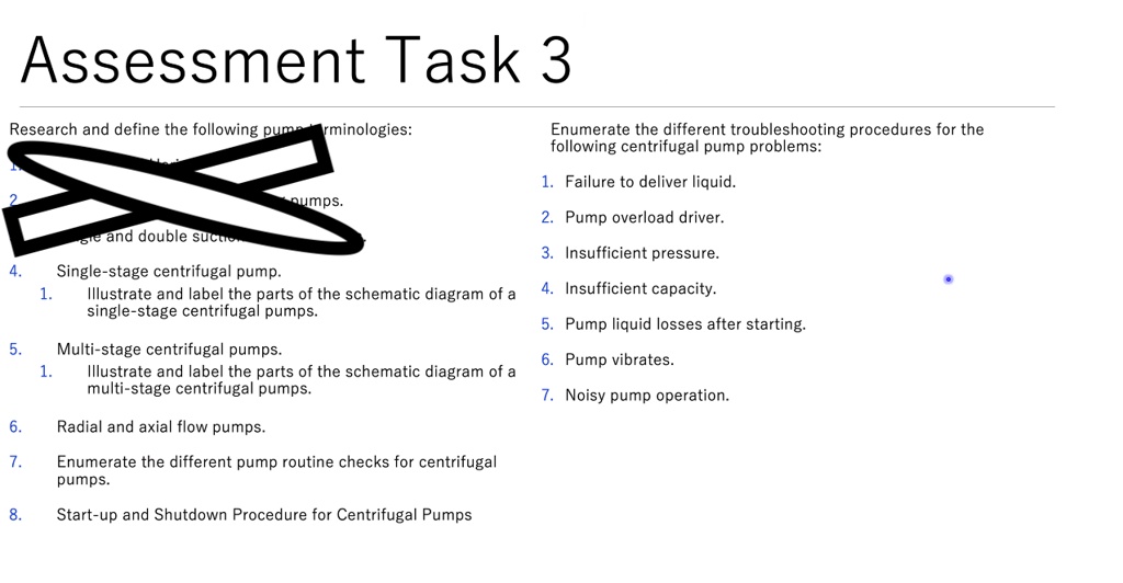 SOLVED Text Assessment Task 3 Research and define the following pump