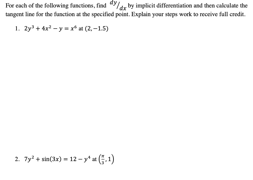 Implicit Differentiation Steps