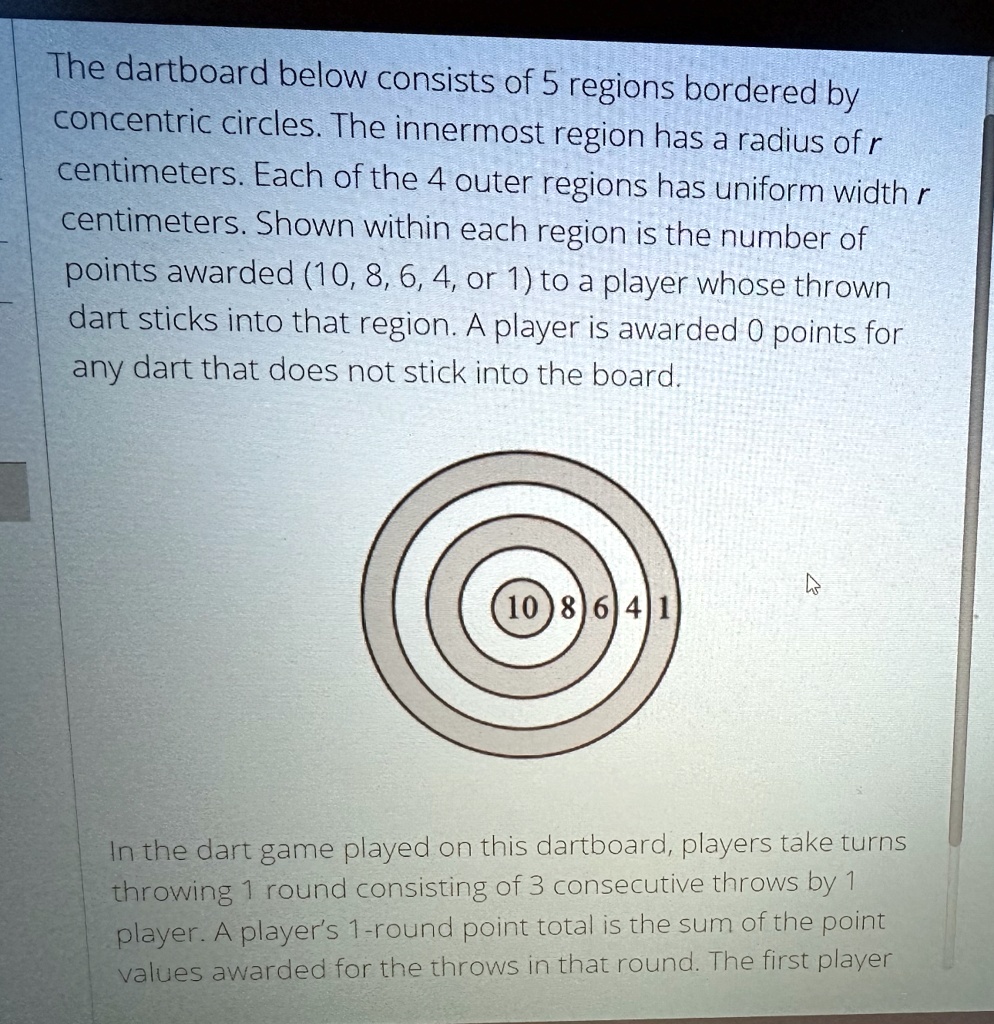 SOLVED The dartboard below consists of 5 regions bordered by
