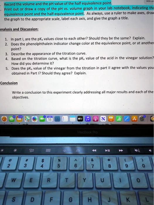 SOLVED Record the volume and the pH value of the half equivalence