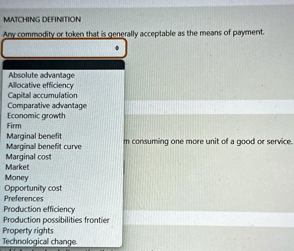 VIDEO solution Any commodity or token that is generally acceptable as