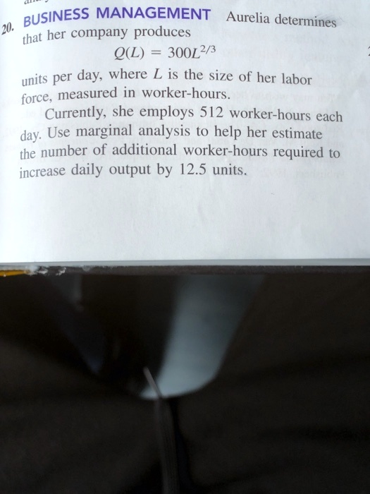 SOLVED BUSINESS MANAGEMENT Aurelia determines that her company