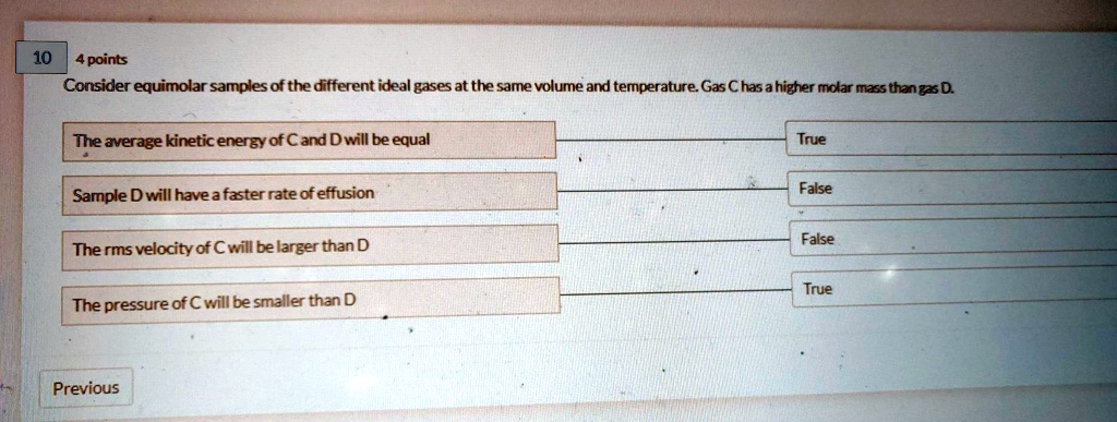 SOLVED: 10 4 Points Consider Equimolar Samples Of The Different Ideal ...