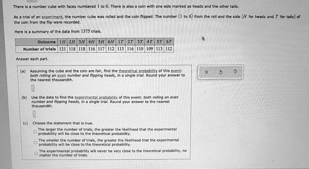 SOLVED:There is a number cube with faces numbered to 6. There Is also ...