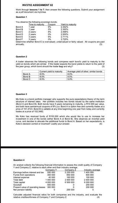 SOLVED: INV3702 ASSIGNMENT 02 Work Through Lessons 1 To 7; Then Answer ...