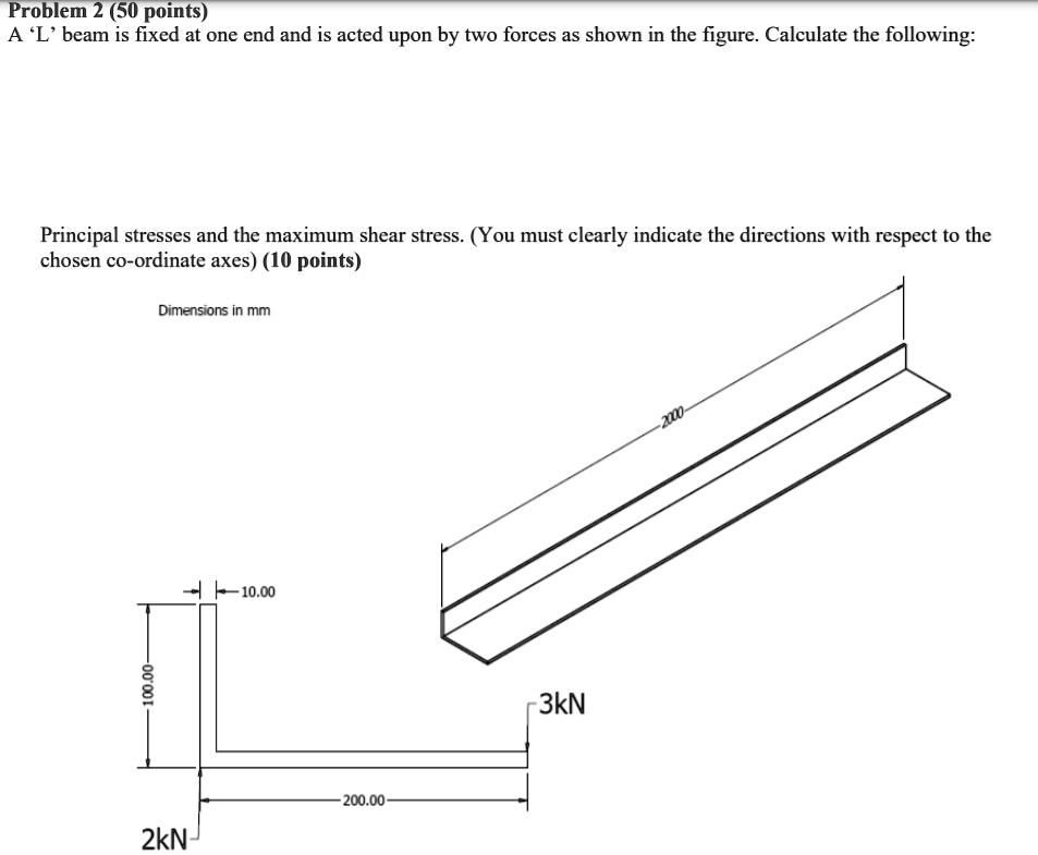 SOLVED: Problem 2 (50 points) A beam is fixed at one end and is acted ...