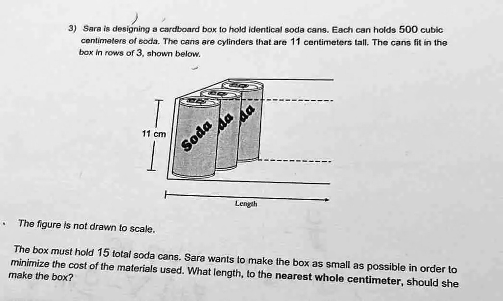 SOLVED Sara is designing a cardboard box to hold identical soda cans