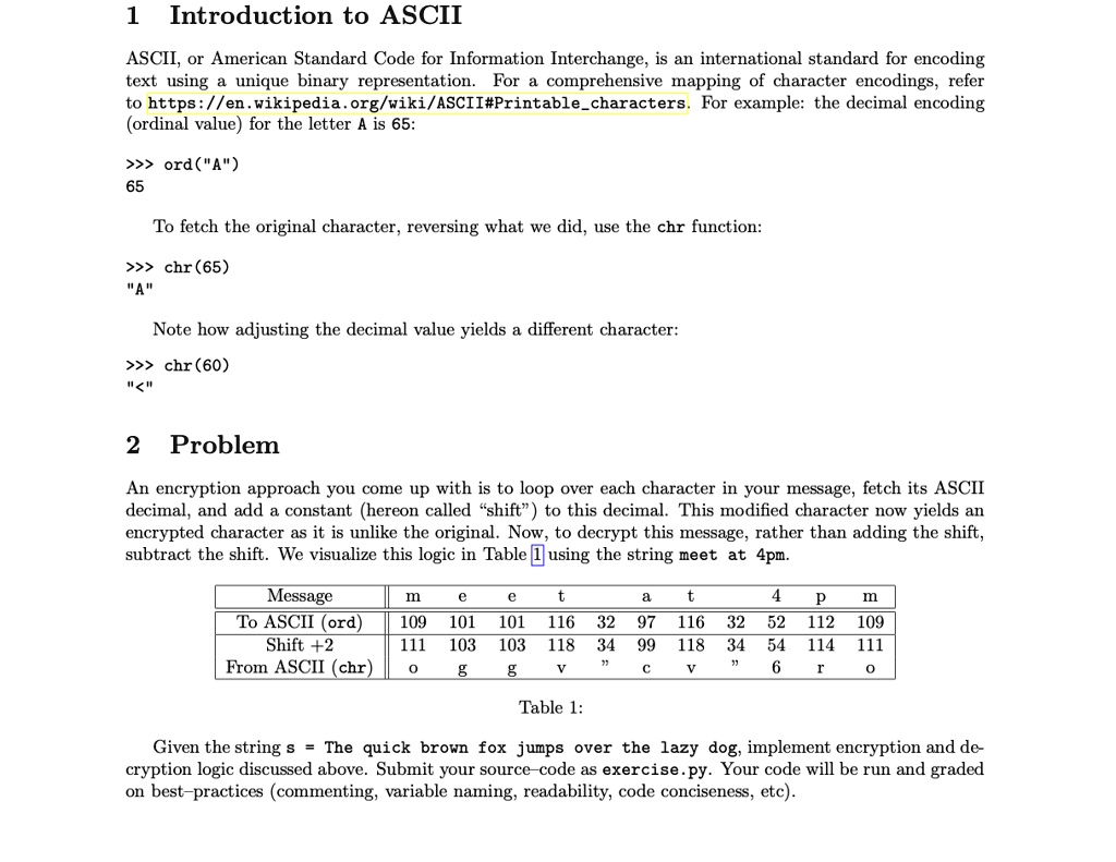 SOLVED: Introduction to ASCII ASCII, or American Standard Code for