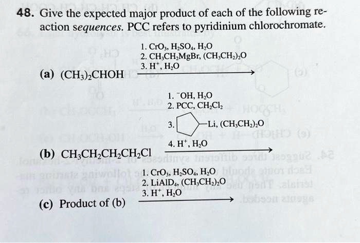 Solved 1. CH3-CH2-OH + PCC a. (CH3)2-C=N-OH 2. CH3-CHO + 2