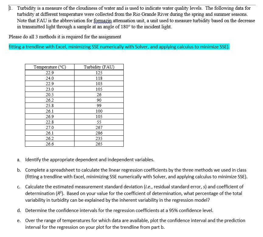 SOLVED Turbidity is measure of the cloudiness of water and is used to