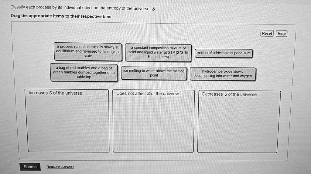 SOLVED: Classify Each Process By Its Individual Effect On The Entropy ...