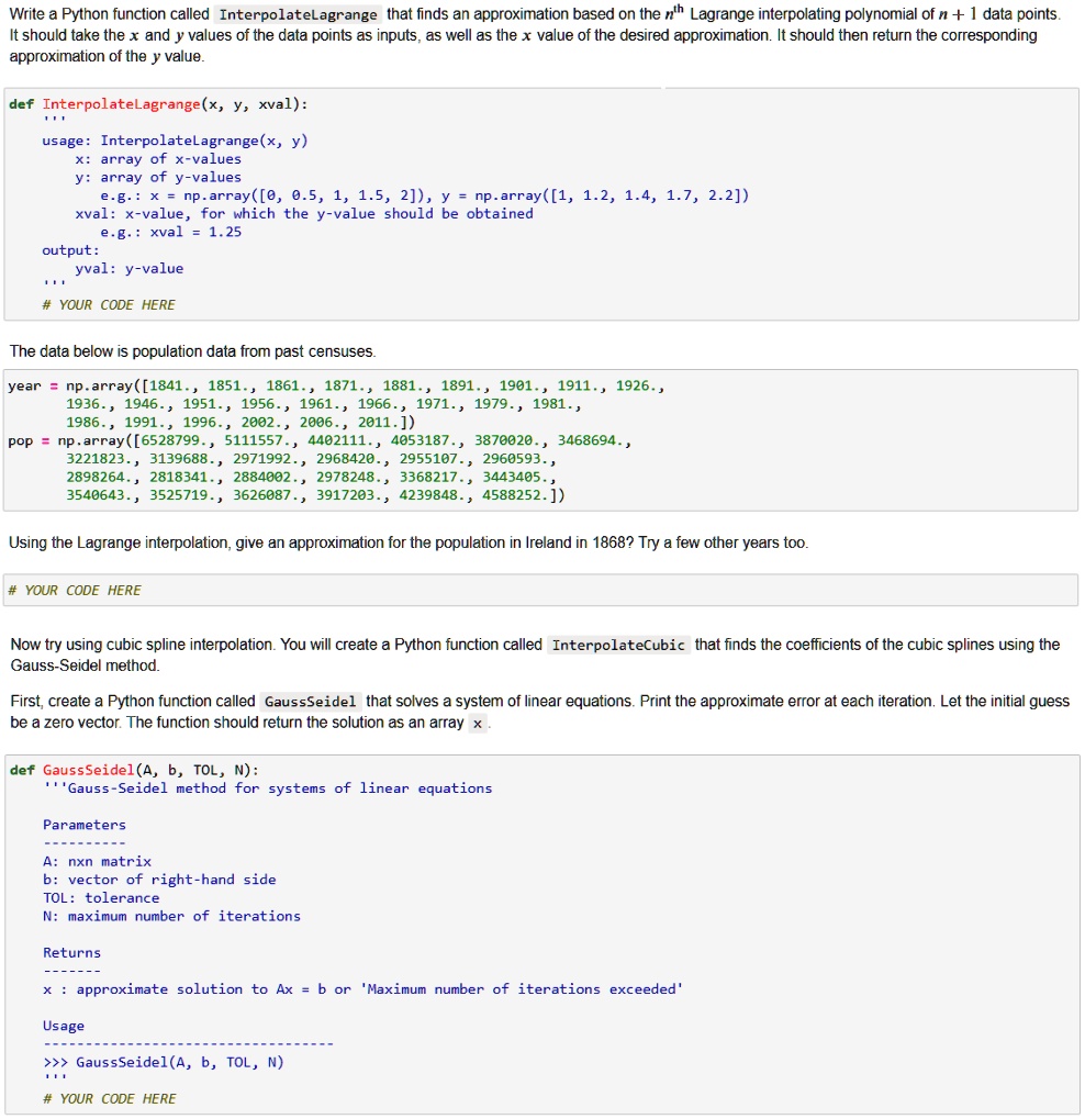 mathematical modelling with python please only answer if you can assist with all parts many thanks write a python function called interpolatelagrange that finds an approximation based on the 10792