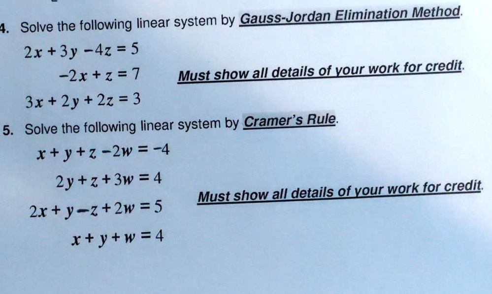 4 Solve The Following Linear System By Gauss Jordan El Itprospt