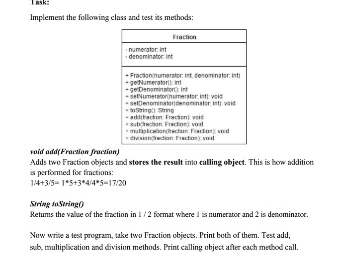 SOLVED: Create fraction 12/18 and fraction 20/25 Print their addition ...