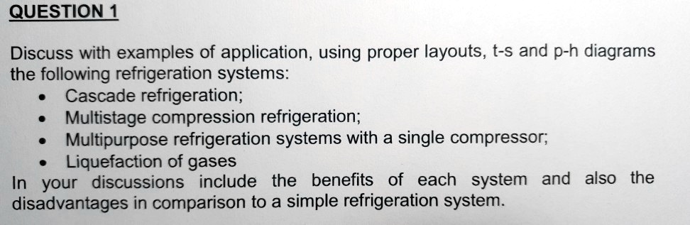 Discuss with examples of application, using proper layouts, T-s and P-h ...