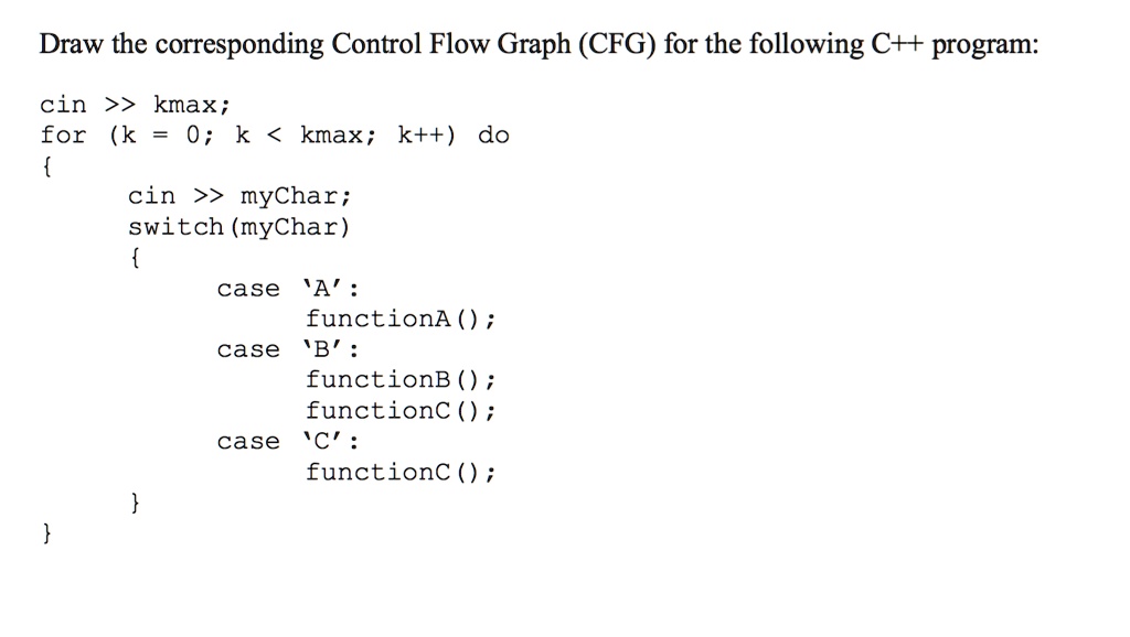 SOLVED: Draw the corresponding Control Flow Graph (CFG) for the ...