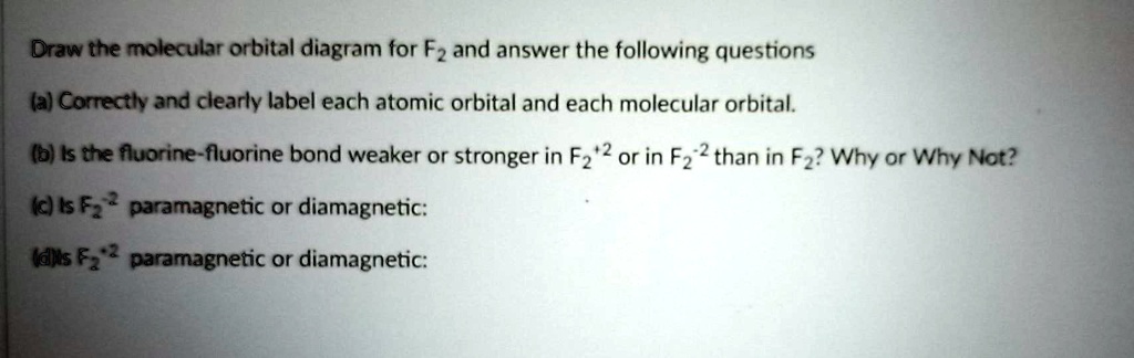 SOLVED:Draw the molecular orbital diagram for Fz and answer the ...