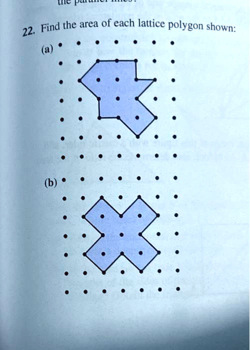 22. Find the area of each lattice polygon shown:
(a)
(b)