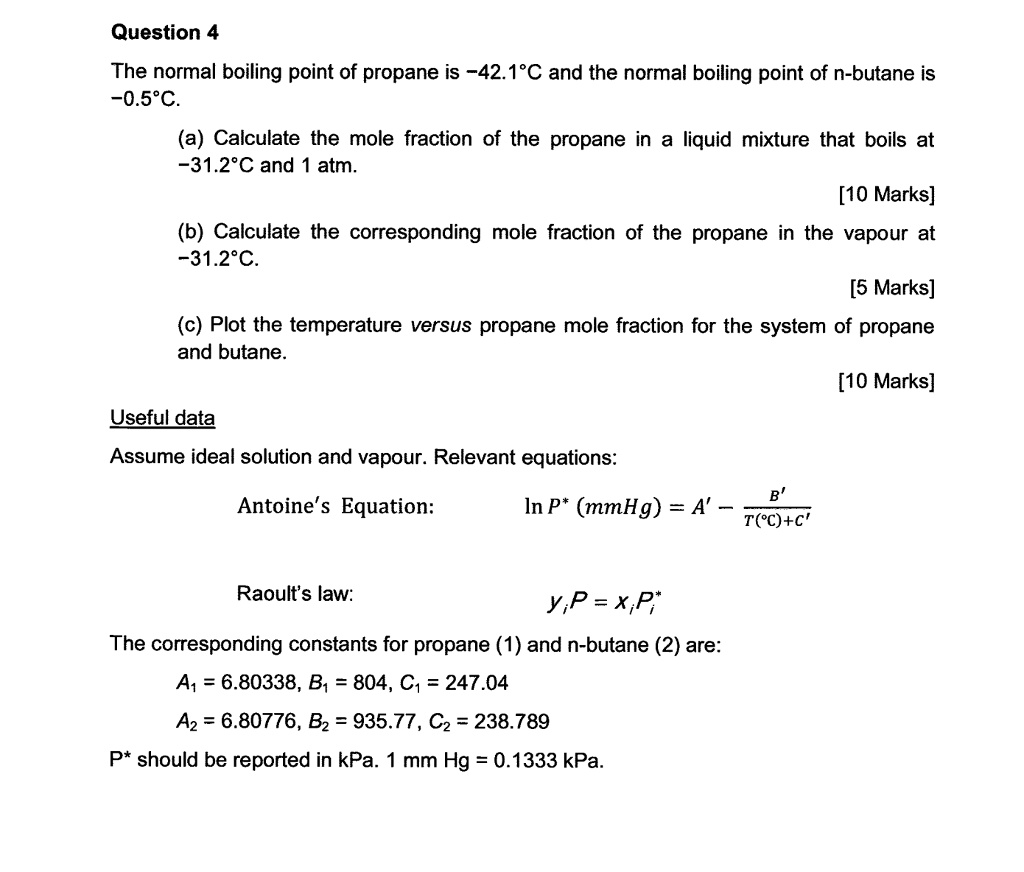 SOLVED The normal boiling point of propane is 42.1Â°C and the normal