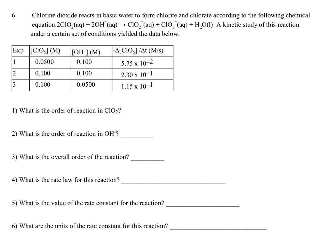 SOLVED Chlorine Dioxide Reacts In Basic Water To Form Chlorite And   Bab99d60a42f4c9cb8ecfa5f421a803d 