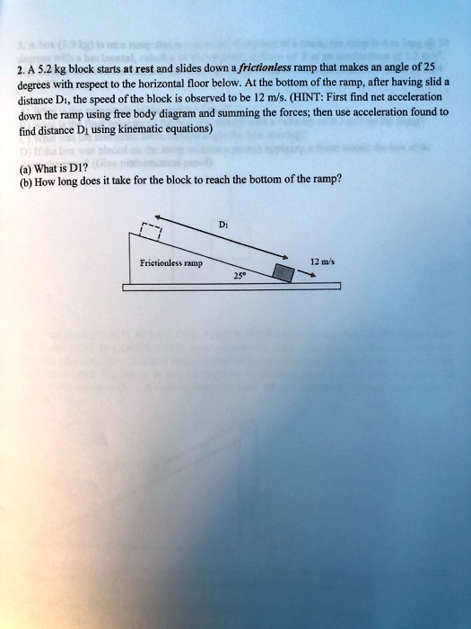 SOLVED: 2.45.2 kg block starts at rest and slides down frictionless ...