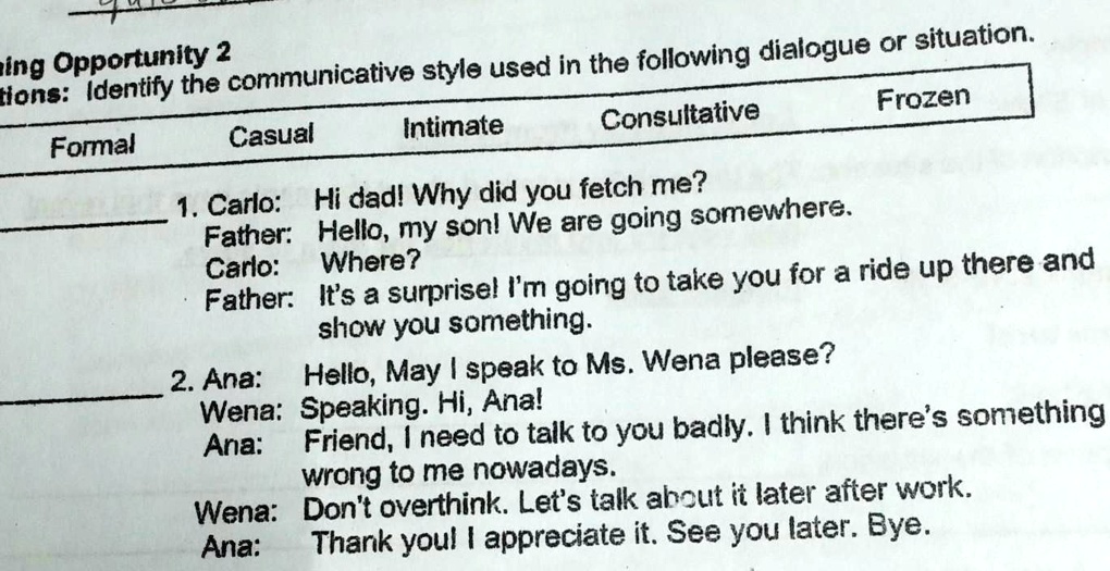 SOLVED 'Learning Opportunity 2 Directions Identify the communicative