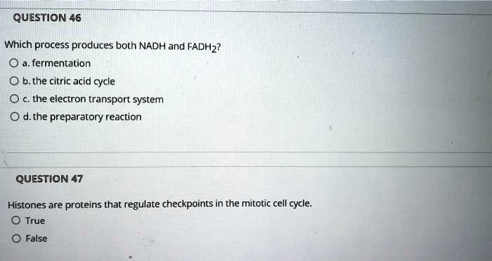 Which Process Produces Both Nadh And Fadh2
