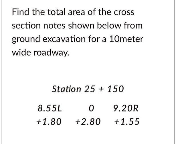 Cross Section Field Note Examples Find the total area of the cross section notes shown below...