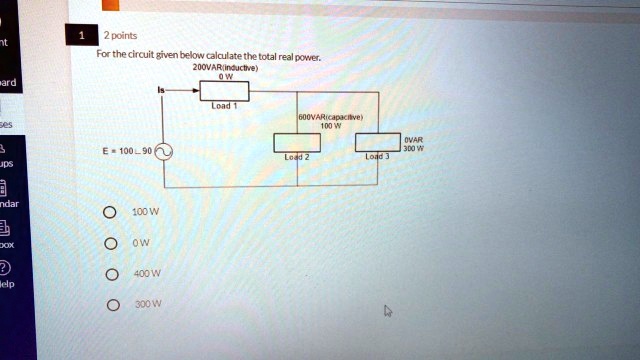 1 2 points For the circuit given below calculate the total real power ...